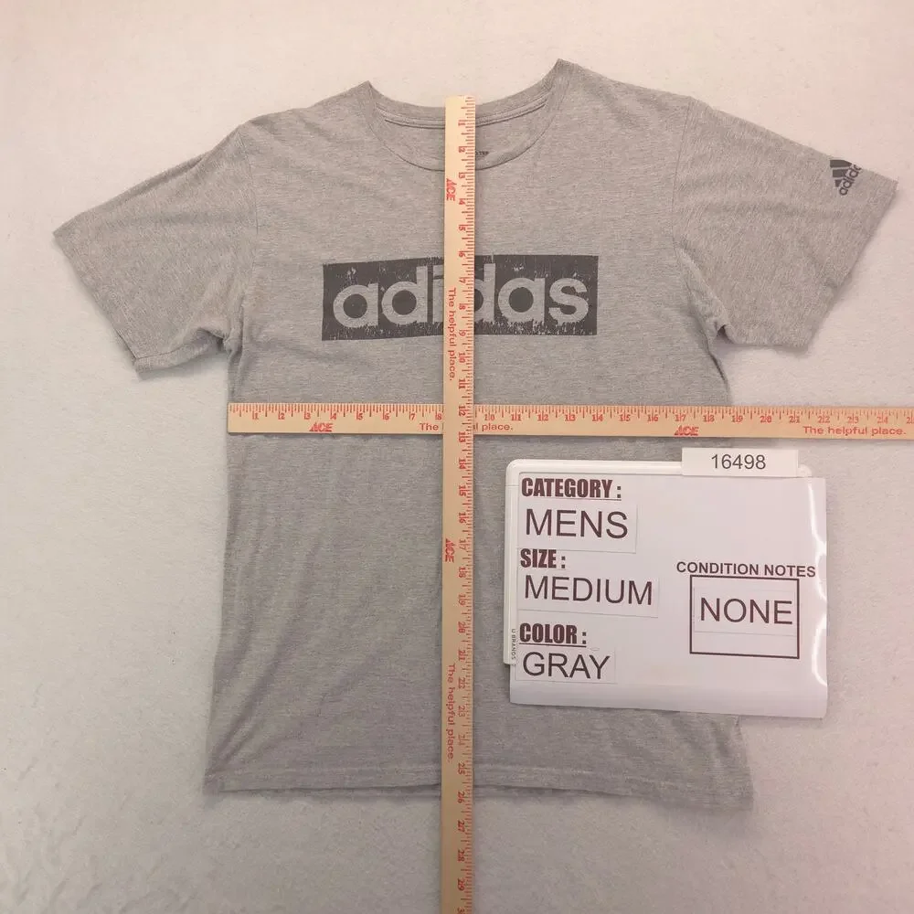Adidas Crew Neck Short Sleeve Graphic T Shirt Mens Size Medium M Gray 16498